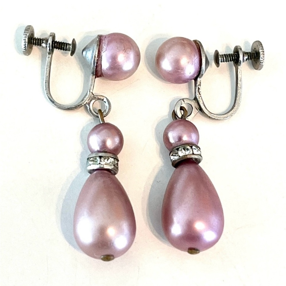 Vintage 50s Glamour Faux Pearl Earrings
